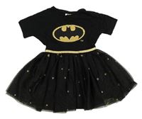 Kostým - Černé bavlněné šaty s tylovou sukněí - Batman