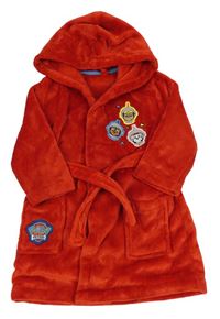 Červený chlupatý župan s Paw Patrol a kapucí George