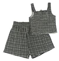 2set - Černo-bílá žabičková crop halenka + kraťasy George