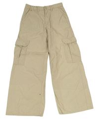 Béžové cargo plátěné kalhoty H&M