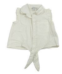 Bílá crop halenka se vzorem a zavazováním Primark