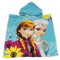 Tyrkysové froté osuškové pončo s Frozen a kapucí Disney