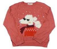 Růžový svetr s pejskem H&M