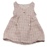 Světlerůžovo-barevné kostkované šaty s knoflíčky 