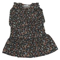 Černé šaty s kytičkami Primark