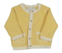 Žluto-bílý pruhovaný propínací svetr Mint Velvet