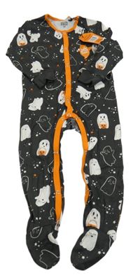 Nové - Tmavošedo-oranžový overal s duchy Hallow Scream