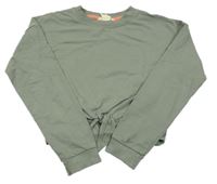 Khaki crop mikina se zavazováním H&M