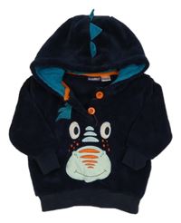 Tmavomodrá chlupatá mikina s dinosaurem Lupilu