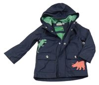 Tmavomodrá nepromokavá jarní bunda s dinosaury a kapucí Impidimpi