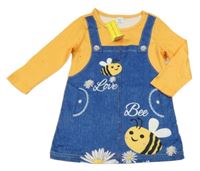 Nové - Modro-oranžové šaty se včelkami Shein