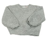 Šedo-stříbrný pletený oversize svetr Zara