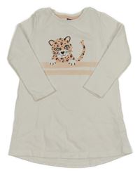 Bílé teplákové šaty s leopardem Lupilu 