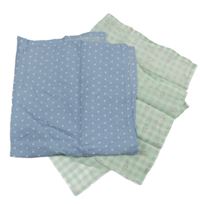 Nové - 2x - Zeleno-bílá kostkovaná + modrá plena s hvězdičkami George 