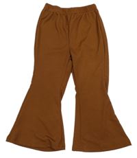 Hnědé žebrované flare kalhoty Shein