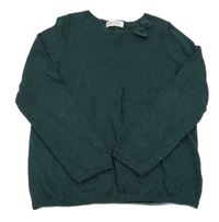 Tmavozelený třpytivý svetr s mašličkou H&M