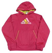 Tmavorůžová sportovní mikina s logem a kapucí Adidas