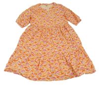 Oranžové lehké šaty se vzorem Yigga
