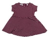 Vínové vzorované bavlněné šaty Bonprix 