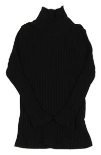 Černé žebrované triko s rolákem C&A