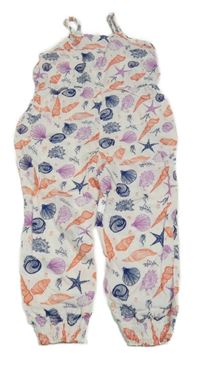 Bílý kalhotový overal s mušličkami Pocopiano