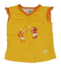 Narcisovo-oranžový top s mořskými koníky Adidas 