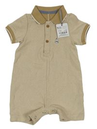 Nové - Béžovo-bílý vzorovaný kraťasový overal Tu