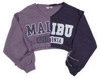 Lilkovo-fialová crop mikina s nápisem Matalan