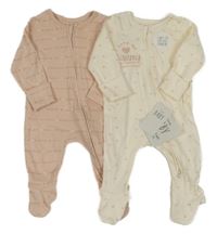 Nové - 2x - Smetanový overal se srdíčky + světlerůžový s nápisy George 