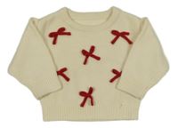 Smetanový svetr s mašličkami Shein