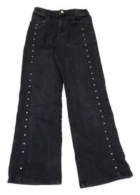 Černé wide leg rifle se cvočky Zara