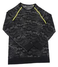 Černo-šedé army spodní triko Crivit