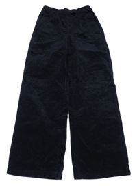Tmavomodré wide leg manšestrové kalhoty Uniglo