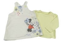 2Set - Smetanové teplákové šaty s Minnie + citronové triko zn. Disney