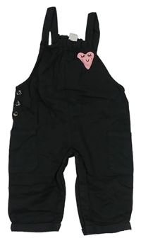 Černé cargo laclové kalhoty riflového vzhledu s 3D srdíčkem zn. Next