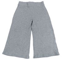 Šedé melírované žebrované úpletové široké culottes kalhoty Tu