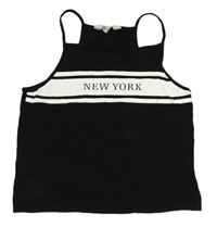 Černo-bílý crop top s nápisem H&M