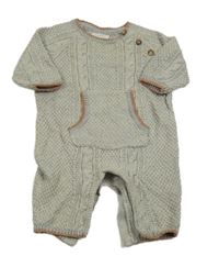 Šedo-světlebéžový melírovaný pletený overal se vorem a kapsou Next