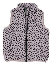 Lila-černá vzorovaná prošívaná šusťáková funkční zateplená vesta se srdíčky MOUNTAIN WAREHOUSE