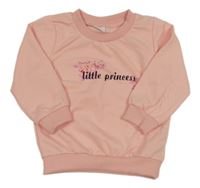 Světlerůžová mikina s nápisem a růžemi