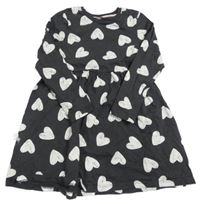 Tmavošedé šaty s bílými srdíčky M&S