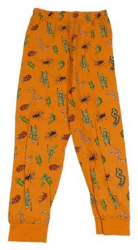 Oranžové pyžamové kalhoty s brouky a pavouky a žížalami Tu