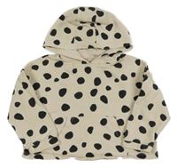 Smetanovo-černá puntíkatá oversize mikina s kapsou a kapucí Next