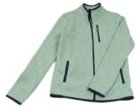 Mentolová melírovaná pletená propínací mikina L&D