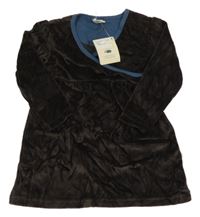 Nové - tmavohnědo/tmavomodré sametové šaty Green baby