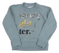 Modrošedá mikina s nápisy a flitry name it.