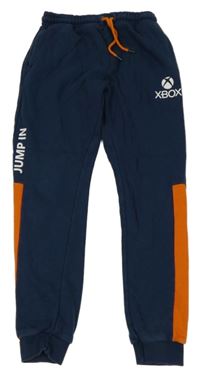 Tmavopetrolejovo/oranžové tepláky s X-BOX George