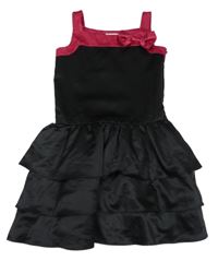 Černo-malinové saténové šaty s mašlí Freespirit