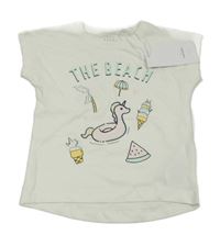 Nové - Bílé tričko s obrázky a nápisem name it.