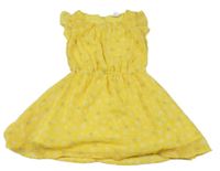 Žluté květované šifonové šaty s motýlky a volánky Kiki&Koko